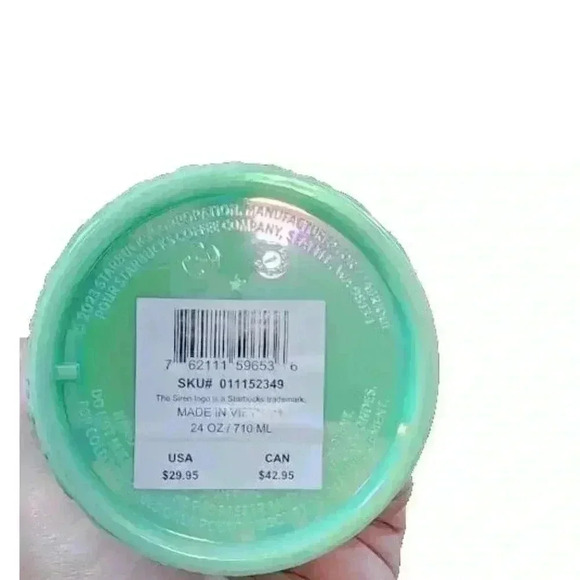 Starbucks Summer 2024 Iridescent Mint Jade Green Jeweled Tumbler 24oz Venti, NEW - Picture 5 of 5
